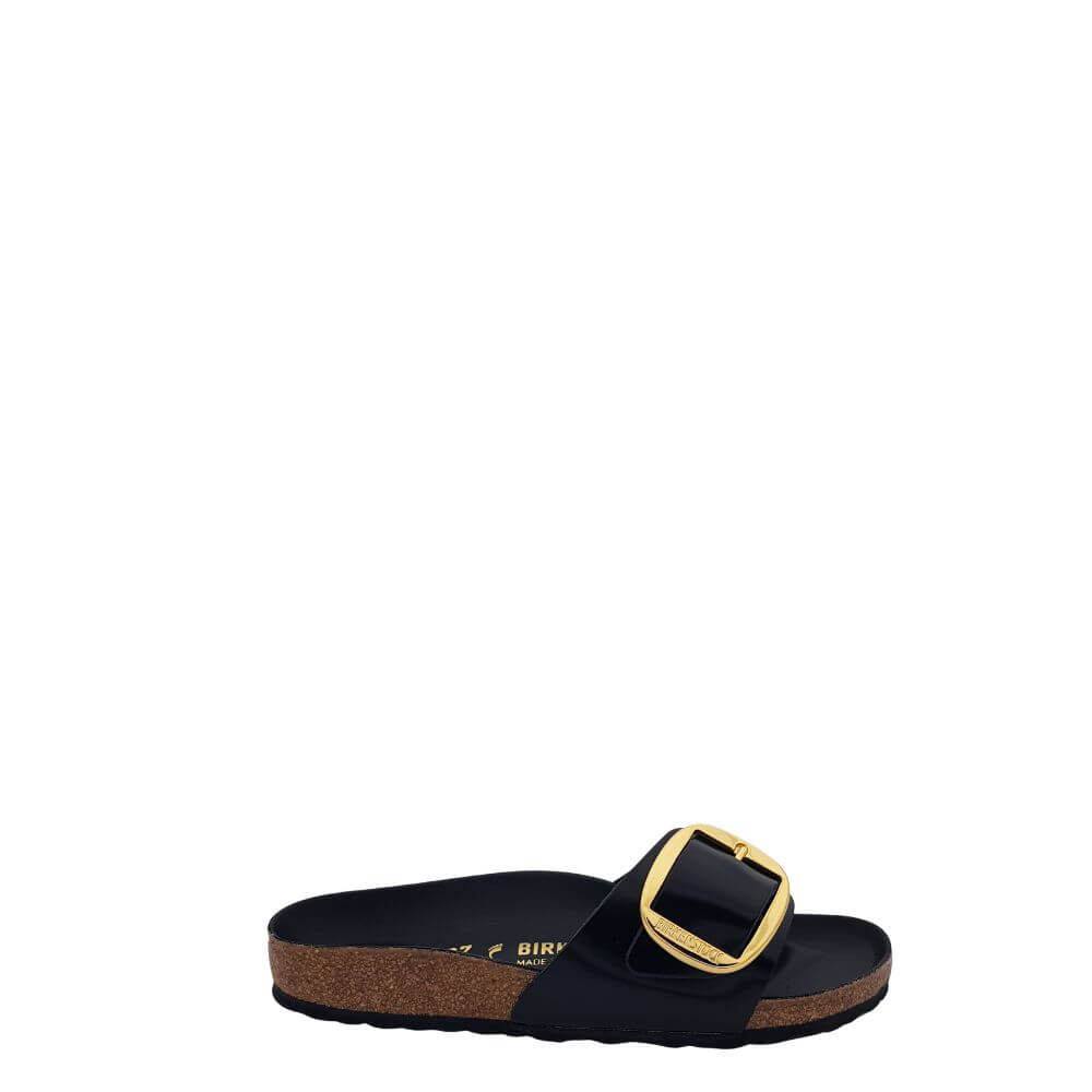 Birkenstock Madrid big buckle ciabatta donna nera shine black 1022650 -p/e 2025