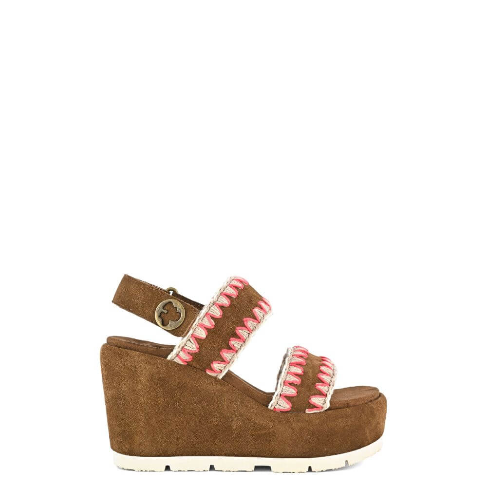 Mou sandalo donna zeppa marrone SW711001A-p/e 2025