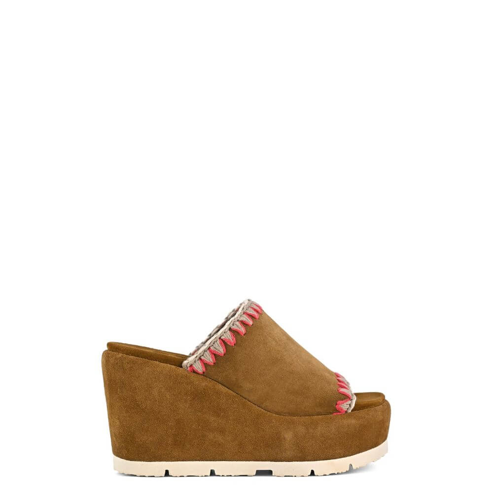Mou ciabatta donna zeppa marrone SW711003A-p/e 2025
