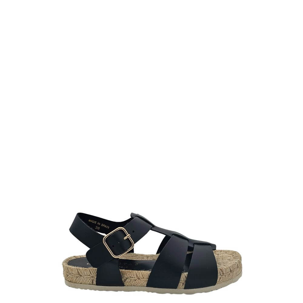Palomitas ADINA 27-1401 sandalo donna nero zeppa corda -p/e 2025