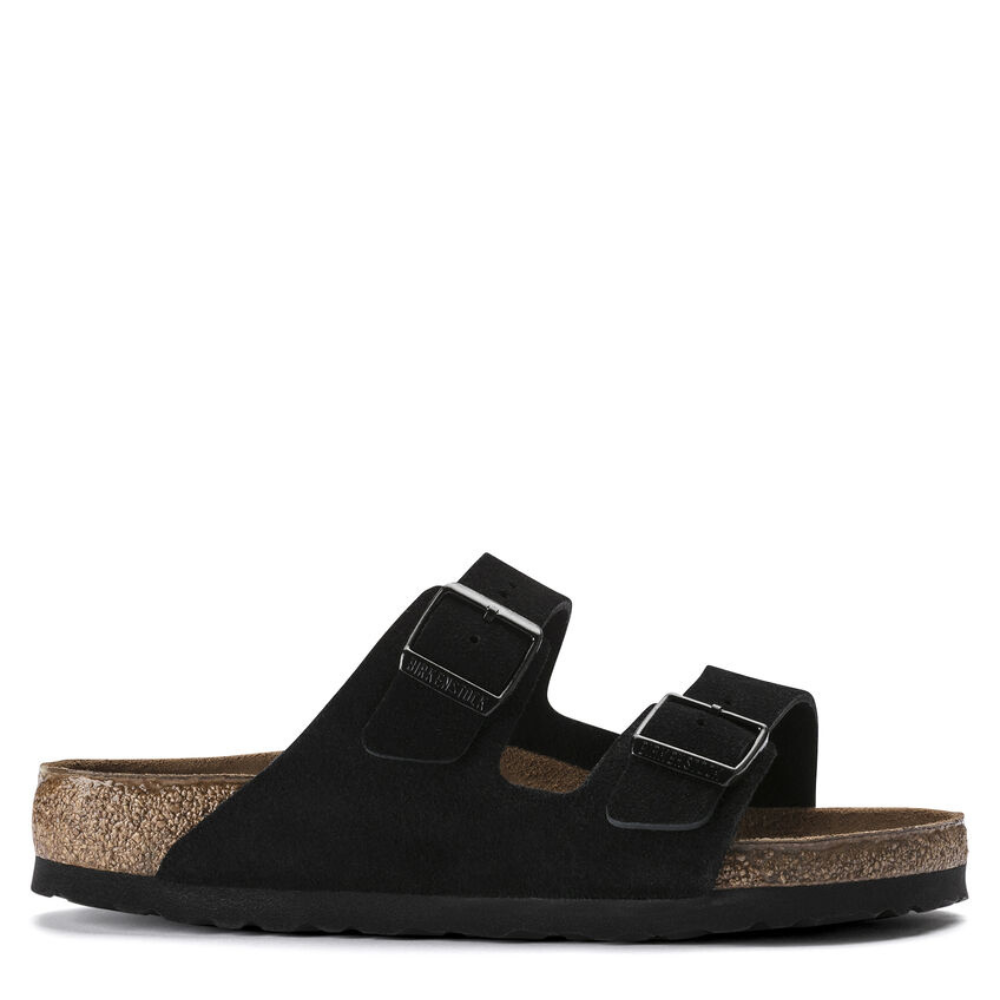 Birkenstock arizona suede nera ciabatta due fibbie donna 0951323