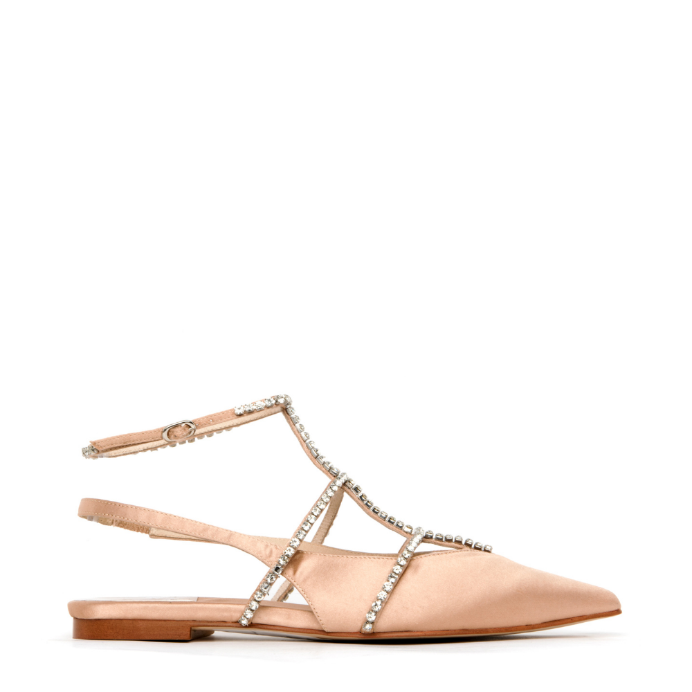 Jeffrey Campbell Pristina natural satin silver ballerina donna