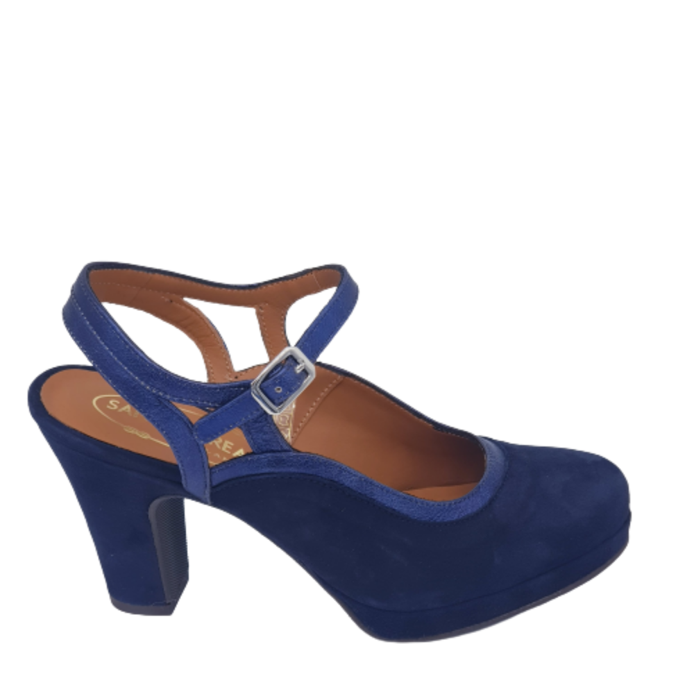 Lefabian sandalo chiuso donna  nabuk bleu tacco art. 9136 navy