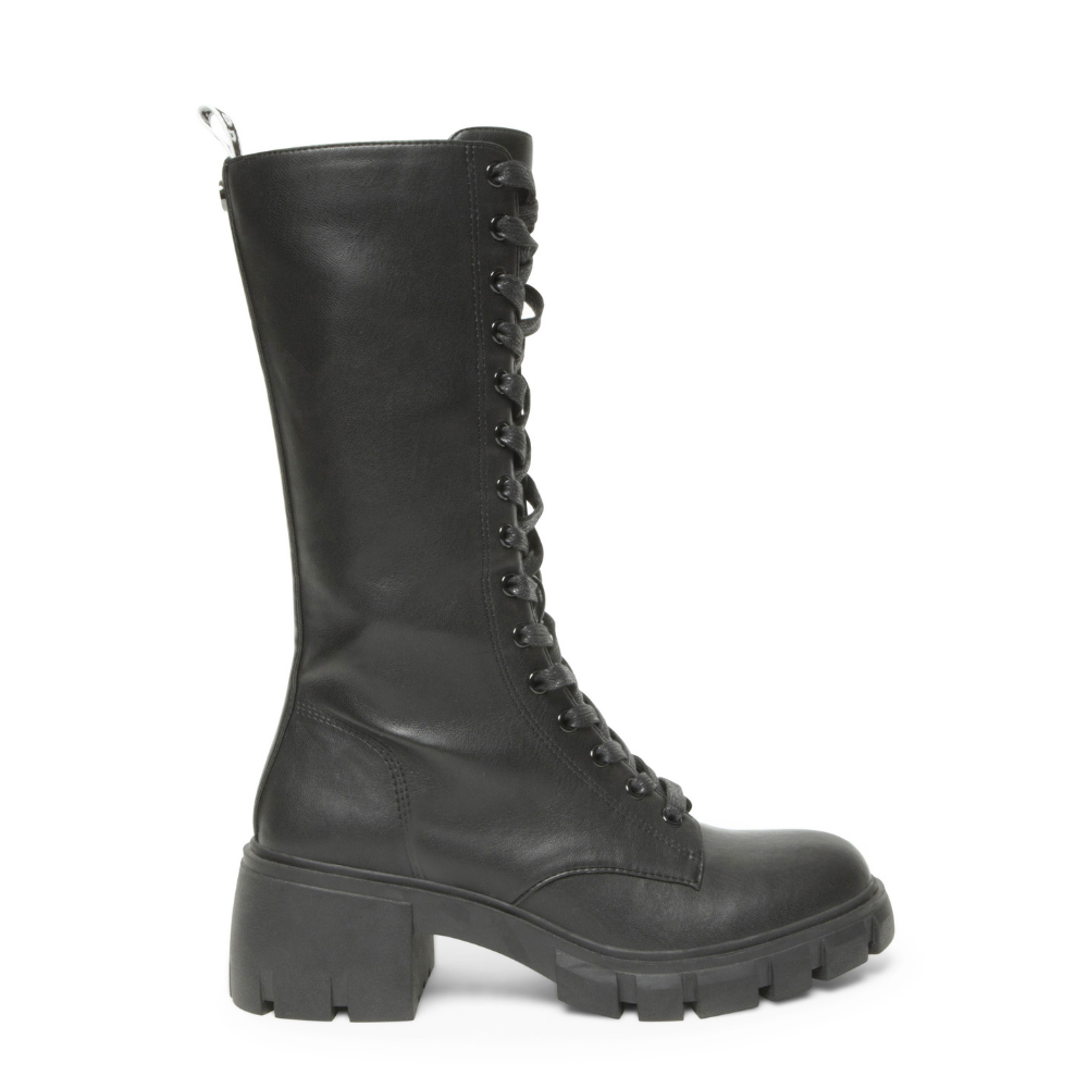 Steve Madden Humor anfibio stivaletto donna alto nero allacciato