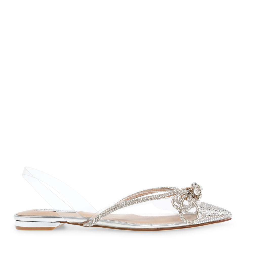 Steve Madden Justi clear sandalo donna chiuso in punta basso basso glitter silver