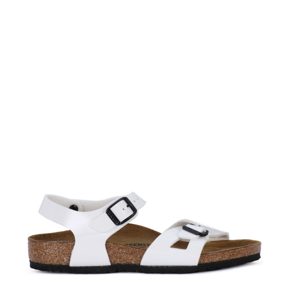 Birkenstock rio kids patent white sandalo bambina vernice bianca 0931133