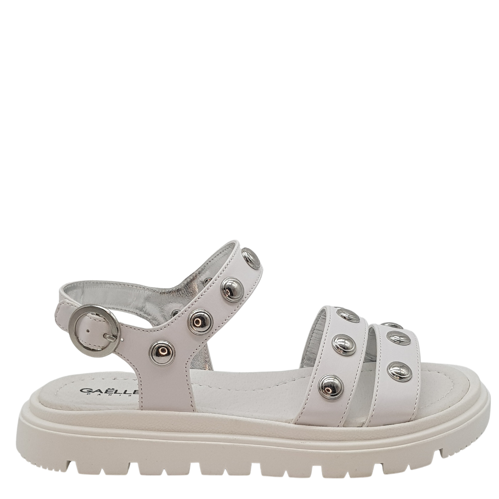 Gaelle Paris GA1481 sandalo bianco borchie bambina ragazza
