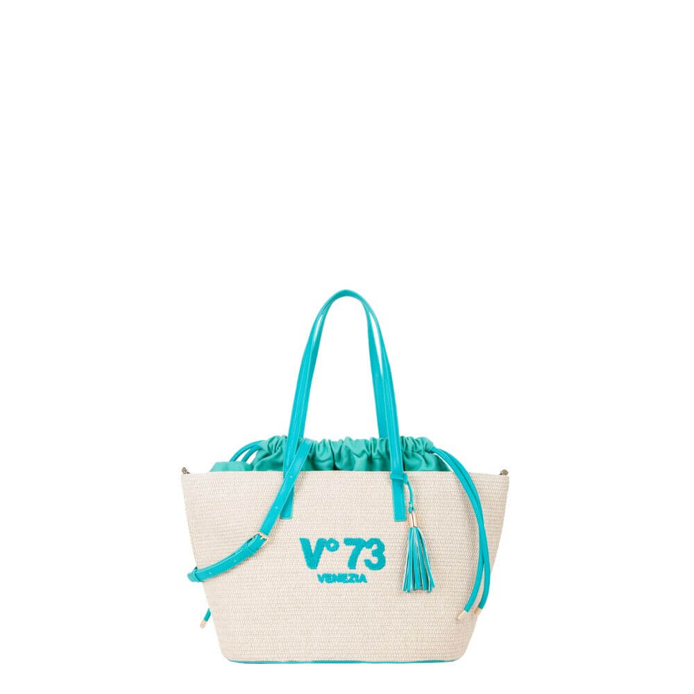 V°73 INGE borsa donna grande white/turchese-p/e 2025