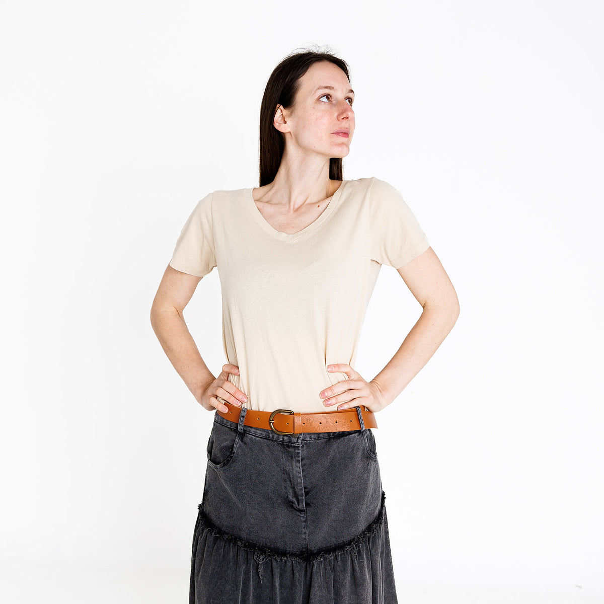 American vintage GAMI02D t-shirt donna scollo a V leggera p/e