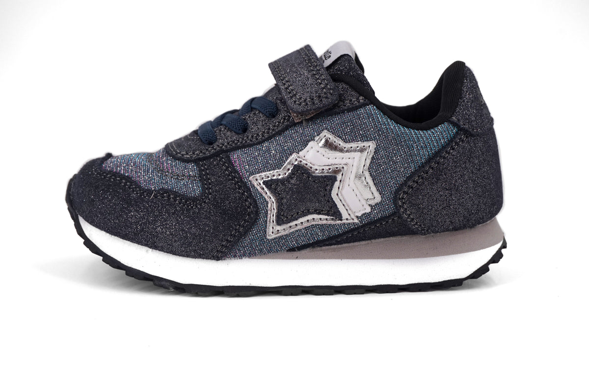 Atlantic Stars Ben45 sneaker bambina  blu holo glitter lacci e velcro - Collezione 2022