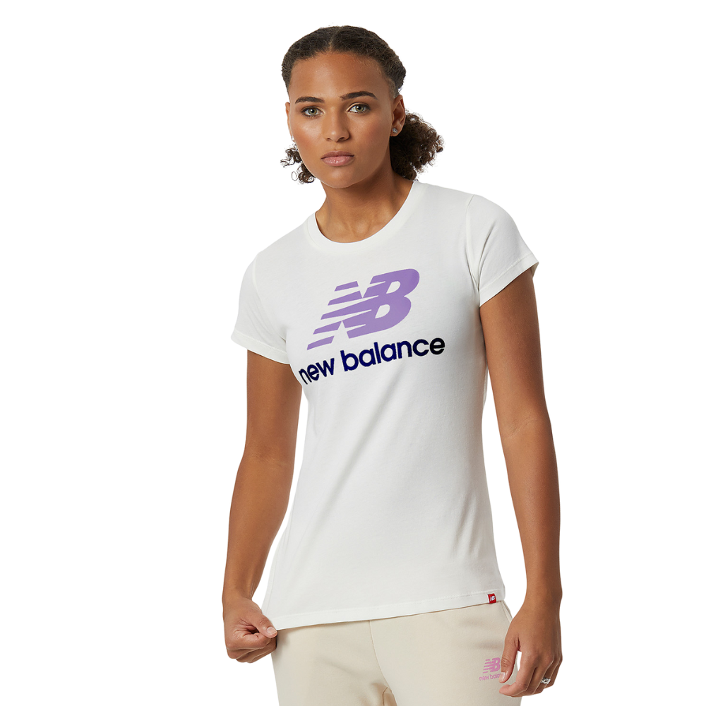 New balance  wt91546 mlt t-shirt m/m panna donna - collezione 2022